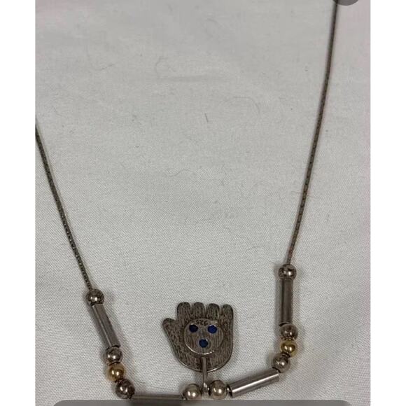 Sterling & Gold Plated Hand Charm Necklace - Picture 8 of 15